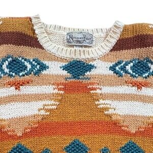 Reference Point Southwestern Knit Sweater Womens Medium Ramie Cotton Pullover